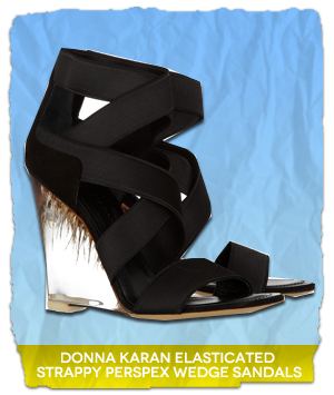 Donna Karan Elasticated Strappy Perspex Wedge Sandals
