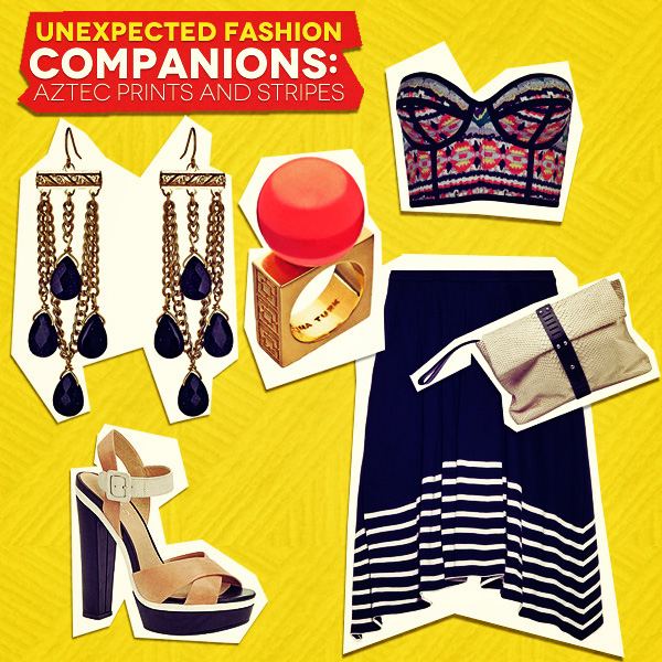 Unexpected Fashion Companions Aztec Prints And Stripes Look