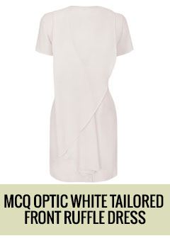 Optic White Tailored Front Ruffle Dress