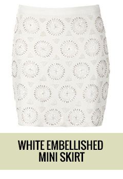 White Embellished Mini Skirt