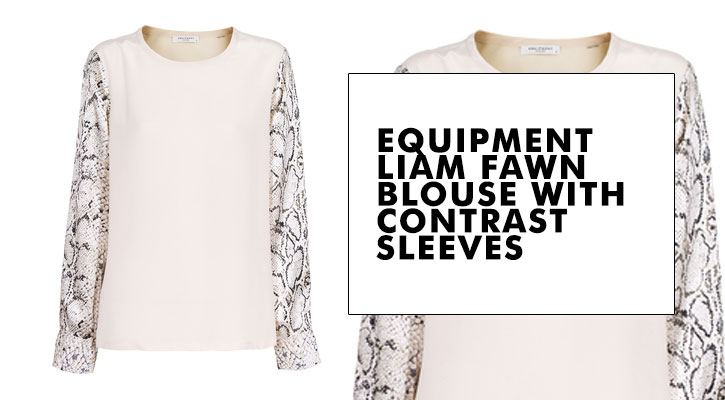 Equipment Liam Contrast Fawn Blouse With Contrast Sleeves