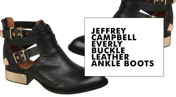 Jeffrey Campbell Everly Buckle Leather Ankle Boots Black