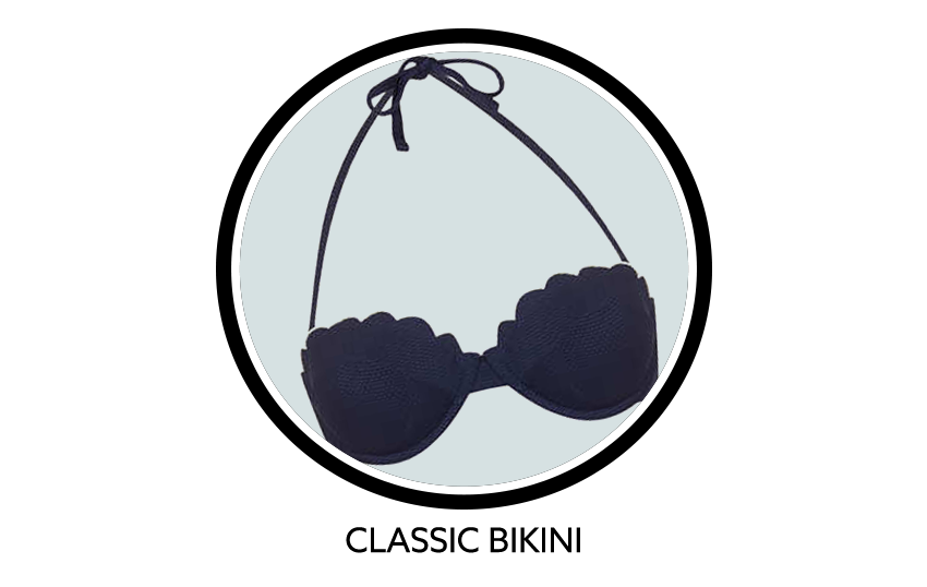 NAVY SCALLOP PUSH UP BIKINI TOP